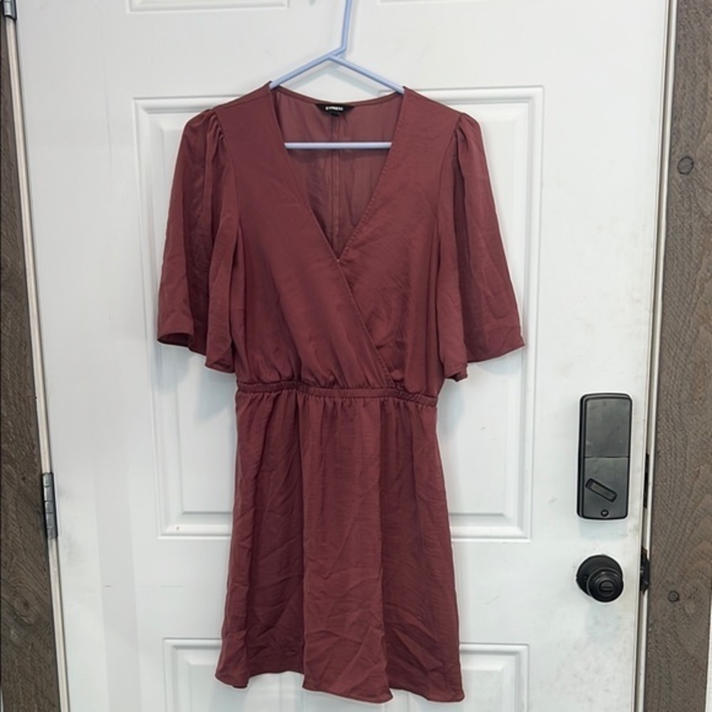 Elegant Mauve faux wrap dress